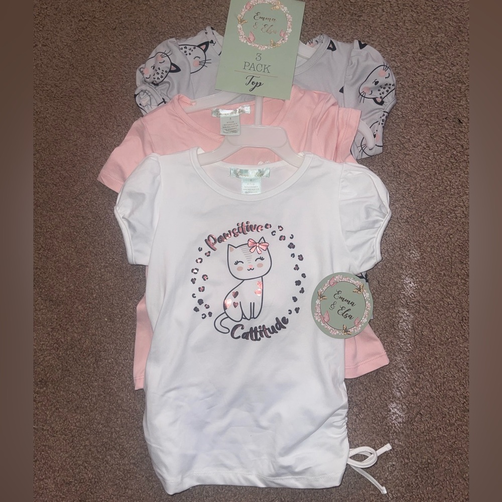 New 3pk Girls Cat Shirts